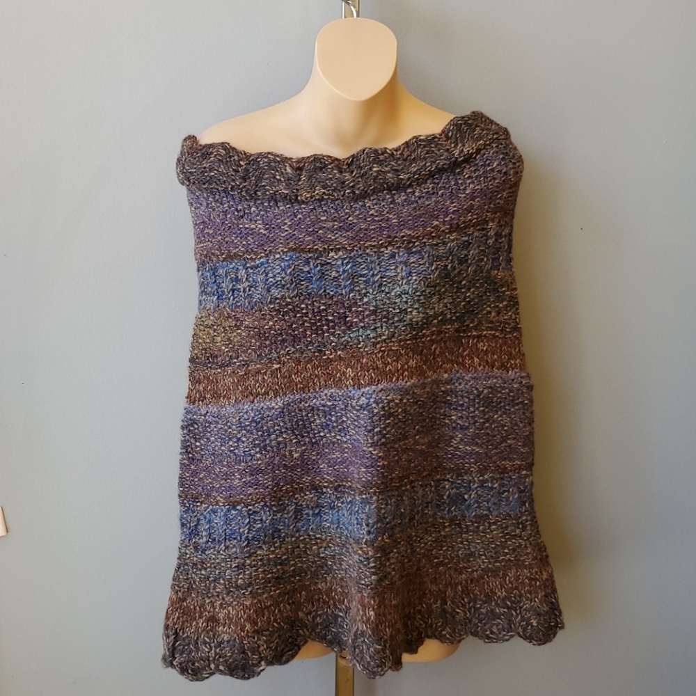 Peruvian Connection Off-The-Shoulder Alpaca Poncho/caplet